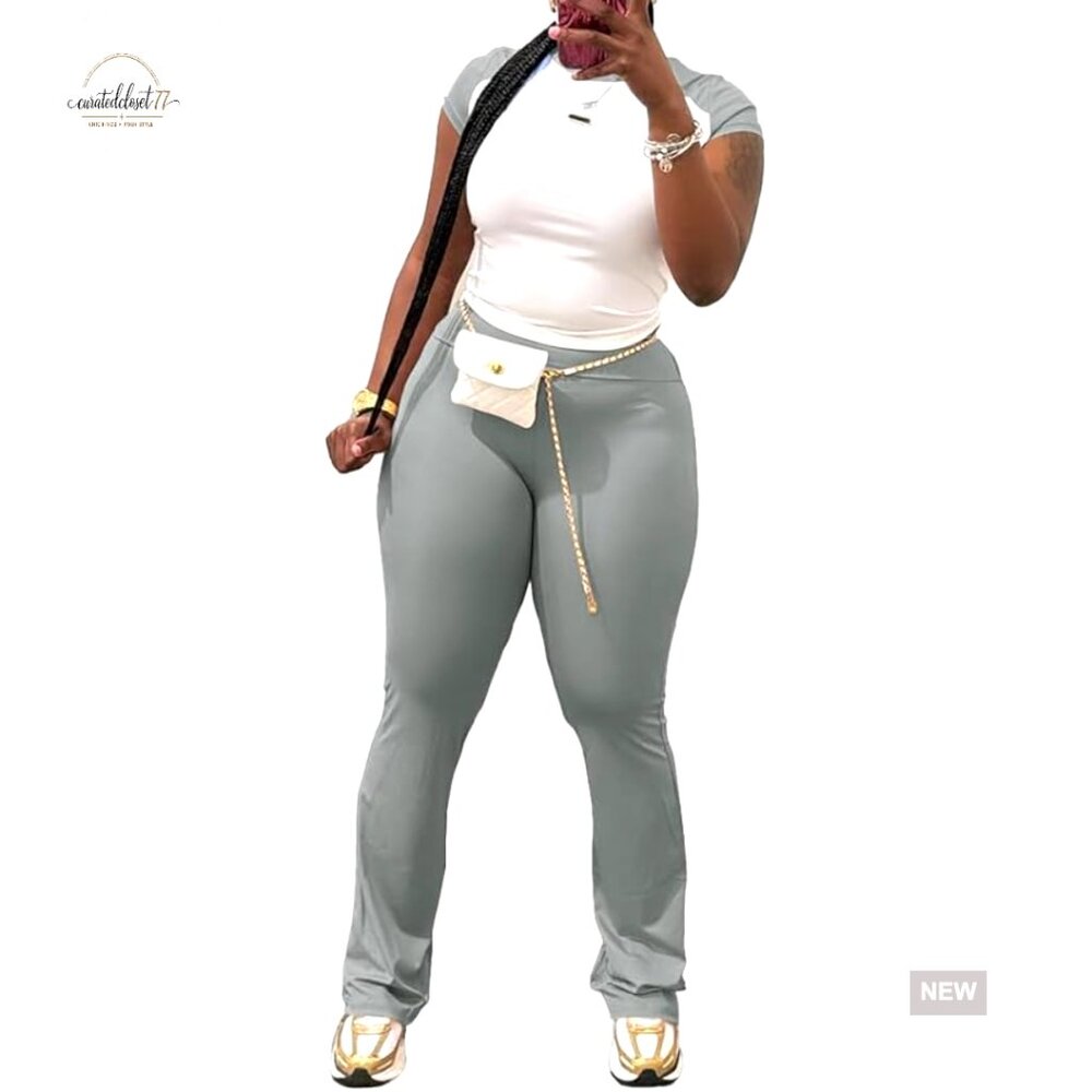 Women’s High-Rise Grey Track Pants Joggers